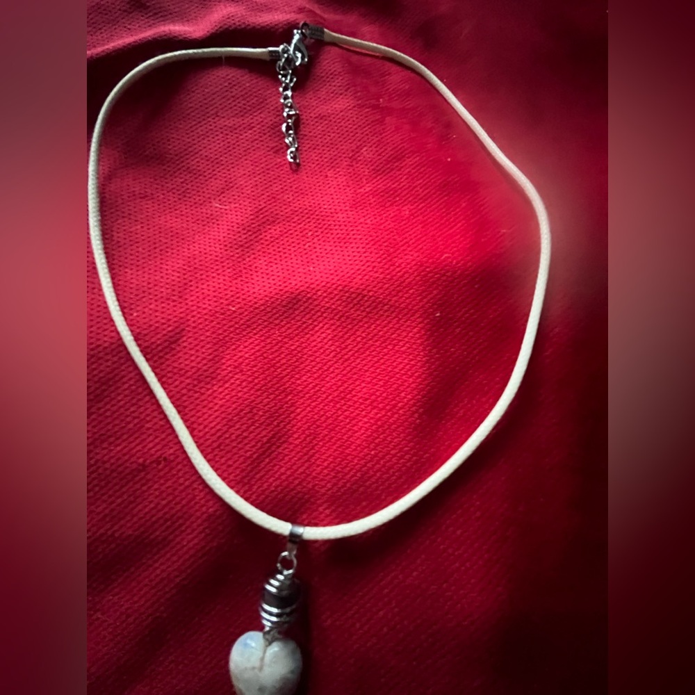 Hand Crafted Natural Stone Heart Diffuser w Cord Handmade Necklace Hand Made - Picture 2 of 4